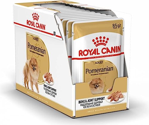 Royal Canin Pomeranian Adult | 12 x 85 g | Alleinfuttermittel für Hunde (Mousse) | Für ausgewachsene und ältere Zwergspitze | Ab dem 8. Monat | Angepassten Mineralstoffgehalt von ROYAL CANIN