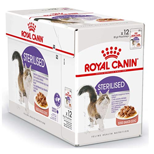 Royal Canin Feline Sterilised | 12 x 85g | Alleinfuttermittel für kastrierte, ausgewachsene Katzen | Kleine Stückchen in Gelee im praktischen Beutel | Ab dem 12. Lebensmonat von ROYAL CANIN
