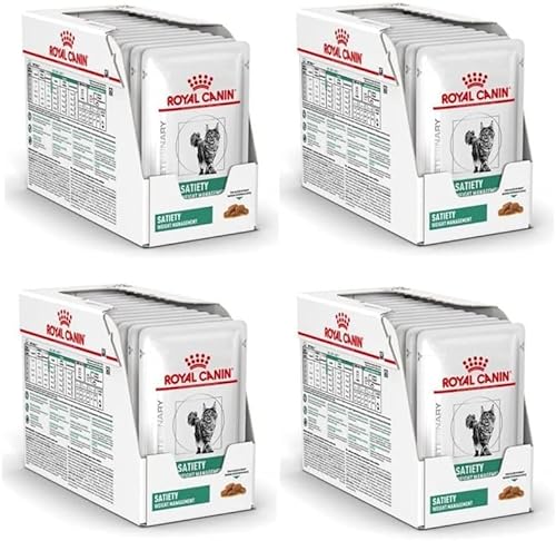 Royal Canin Veterinary Satiety Weight Management | 4er Pack | 4 x 12 x 85 g | Diät-Alleinfuttermittel für Katzen | Zur Verringerung von Übergewicht | Feine Stückchen in Soße von ROYAL CANIN