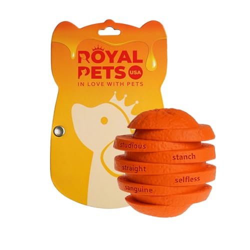 ROYAL PETS USA Unzerstörbares, langlebiges und robustes orangefarbenes Kauspielzeug für aggressive Kauer. Interaktives Spielzeug für kleine, mittelgroße und große Rassen mit 100 % Naturkautschuk und von ROYAL PETS USA