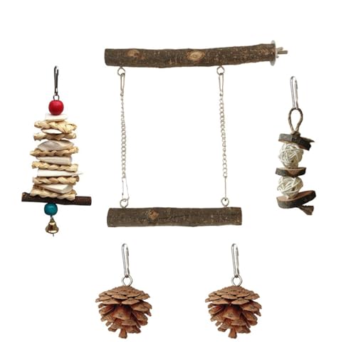 ROYALEAD 5 Stück Hängende Vogelbisse Kauspielzeug Papagei Hängende Papagei Käfig Spielzeug Holz Haustier Kauwiderstände Molar Supplies von ROYALEAD