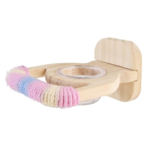 Interaktiver Papageien-Futterständer aus Holz, inklusive Futterzubehör für Nymphensittiche, Finken, multifunktionales Design, mit Baumwolle umwickelte Holzstange für Finken Interaktiver Papageien-Futterständer aus Holz, inklusive Futterzubehör für Nymphensittiche, Finken, multifunktionales Design, mit Baumwolle umwickelte Holzstange für Finken von ROYJJ