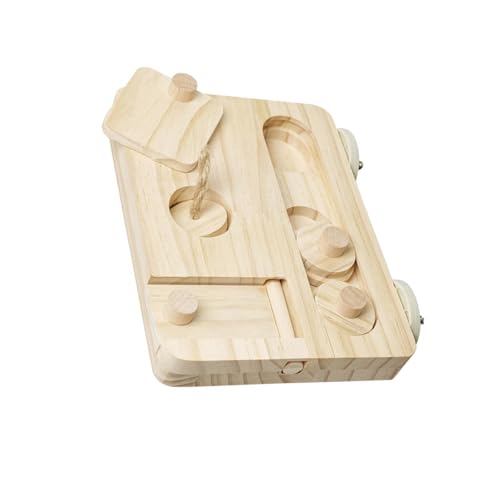 Papageien-Plattform aus Naturholz mit verschiebbaren Blöcken, Puzzle-Spielzeug und Futter-Fächern für interaktives Spielen, Holz-Vogel-Aktivitätsplattform von ROYJJ