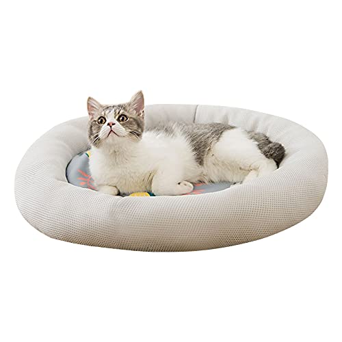 ROZKITCH Cooling Dog Bed, Soft Summer Ice Pet Pad Cushion for Small Dog Sleeping, Round Breathable Mat with Waterproof Cover and Bottom, Non-Slip Back Washable Grey 15.7"/19.6"/23.6" Dia. von ROZKITCH