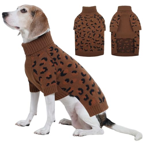 ROZKITCH Dicker gestrickter Hundepullover für mittelgroße und große Hunde, Rollkragenpullover, warmer Mantel für Labor, Retriever und Schäferhunde, Khaki, Größe M von ROZKITCH