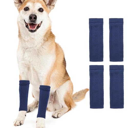 ROZKITCH Hunde-Beinwärmer für Vorder- und Hinterbeine, Strick-Ellenbogenschoner für Hygroma Hornhaut, Beinschoner für mittelgroße und kleine Hunde, Bulldogge, Standard-Schnauzer, Springer Spaniel von ROZKITCH