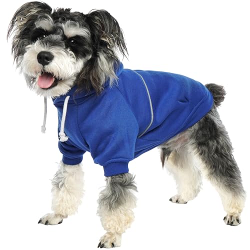 ROZKITCH Hunde-Kapuzenpullover für kleine, mittelgroße und große Hunde, Hunde-Sweatshirt, Haustierkleidung, reflektierendes Haustierkostüm mit Loch für die Leine, weicher, warmer Hundemantel, Pullover von ROZKITCH