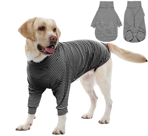 ROZKITCH Hunde-Pyjama, groß, für Mädchen und Jungen, gestreifte Sweatshirts für Haustiere, Herbst, Winter, Frühling, leichtes T-Shirt mit Vorderbeinen für Labrador Retriever, Australischer Schäferhund von ROZKITCH