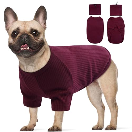 ROZKITCH Hunde-Shirt mit Kapuze, 2-in-1-Abdeckung, weich, leicht, gestreift, Hunde-Tanktop mit abnehmbaren Ohrwickeln, Hunde-Kapuzenpullover, für Jungen, Mädchen, dehnbarer Pullover, Weinrot, Größe S ROZKITCH Hunde-Shirt mit Kapuze, 2-in-1-Abdeckung, weich, leicht, gestreift, Hunde-Tanktop mit abnehmbaren Ohrwickeln, Hunde-Kapuzenpullover, für Jungen, Mädchen, dehnbarer Pullover, Weinrot, Größe S von ROZKITCH