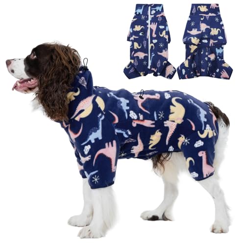ROZKITCH Hunde-Wintermantel, weicher Fleece-Pullover, Pyjama, winddicht, warm, kaltes Wetter, Weste mit reflektierendem Reißverschluss, Overall, Bekleidung, Outfit, Kleidung für mittelgroße Hunde von ROZKITCH