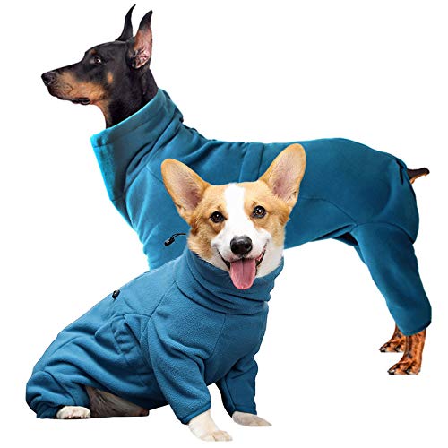 ROZKITCH Hunde-Wintermantel, weicher Fleece-Pullover, Pyjama, winddicht, warmes kaltes Wetter, Weste, gemütlicher Einteiler für kleine, mittelgroße und große Hunde, Spazierengehen, Reisen, Schlafen von ROZKITCH