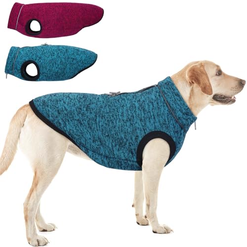 ROZKITCH Hundepullover, Hundejacke mit Fleecefutter, gestrickte Hundemäntel für kleine Hunde mit Reißverschlussöffnung für Geschirr, Fleece-Hundejacke, verstellbarer Hals, reflektierende ROZKITCH Hundepullover, Hundejacke mit Fleecefutter, gestrickte Hundemäntel für kleine Hunde mit Reißverschlussöffnung für Geschirr, Fleece-Hundejacke, verstellbarer Hals, reflektierende von ROZKITCH