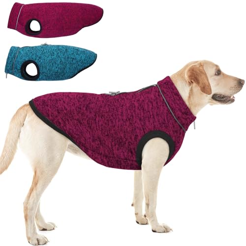 ROZKITCH Hundepullover, Hundejacke mit Fleecefutter, gestrickter Hundemantel für kleine Hunde mit Reißverschlussöffnung für Geschirr, Fleece-Hundejacke, verstellbarer Hals, reflektierend, Größe 4XL ROZKITCH Hundepullover, Hundejacke mit Fleecefutter, gestrickter Hundemantel für kleine Hunde mit Reißverschlussöffnung für Geschirr, Fleece-Hundejacke, verstellbarer Hals, reflektierend, Größe 4XL von ROZKITCH