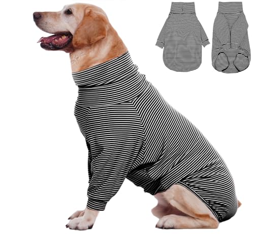 ROZKITCH Hundepullover für große Hunde, Mädchen und Jungen, gestreifte Fleece-Sweatshirts für Herbst und Winter, Alltag, Outdoor, Spaziergang, Wandern, Reisen, Frühling, Alaska, Malamute, Bernhardiner von ROZKITCH
