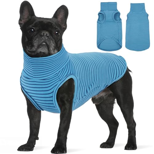 ROZKITCH Hundepullover für mittelgroße Hunde, Jungen und Mädchen, weicher, dehnbarer Rollkragenpullover für mittelgroße Hunde, warmer Wintermantel für mittelgroße Hunde, gestreift, Größe M von ROZKITCH