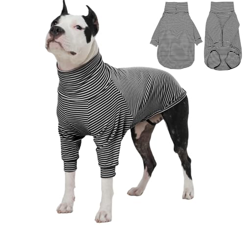 ROZKITCH Hundepullover für mittelgroße Hunde, Mädchen und Jungen, gestreifte Sweatshirts mit Vorderbeinen für Haustiere, Herbst, Winter, Frühling für Beagle, Pembroke Welsh Corgi, Schwarzweiß, Größe M von ROZKITCH