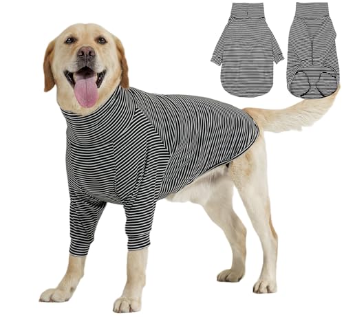 ROZKITCH Pullover für große Hunde, Mädchen, Jungen, Pullover für kaltes Wetter, mit Loch für die Leine, gestreifte Sweatshirts für Haustiere, Herbst, Winter, Frühling, Dobermann, Pinscher, Alaskan von ROZKITCH