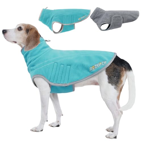 ROZKITCH Wendbarer Hundemantel, mit Fleece gefüttert, superwarmer Fleece, Sherpa-Pullover mit Stickerei, verstellbares, doppelseitiges Plüsch-Sweatshirt für kleine und mittelgroße Rassen, Blaugrün ROZKITCH Wendbarer Hundemantel, mit Fleece gefüttert, superwarmer Fleece, Sherpa-Pullover mit Stickerei, verstellbares, doppelseitiges Plüsch-Sweatshirt für kleine und mittelgroße Rassen, Blaugrün von ROZKITCH