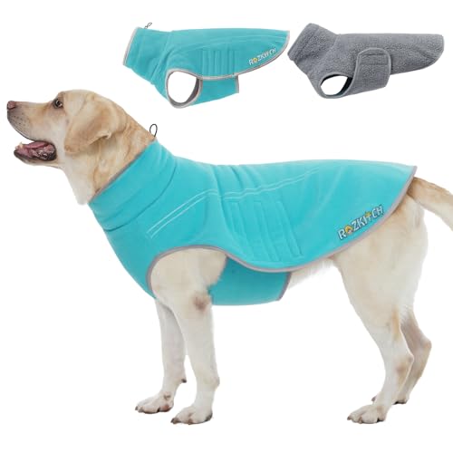 ROZKITCH Wendbarer Hundemantel, superwarmer Fleece-Sherpa-Pullover mit Stickerei, verstellbares, doppelseitiges Plüsch-Sweatshirt für kleine Mammern, große Riesenrassen, Blaugrün, 3XL ROZKITCH Wendbarer Hundemantel, superwarmer Fleece-Sherpa-Pullover mit Stickerei, verstellbares, doppelseitiges Plüsch-Sweatshirt für kleine Mammern, große Riesenrassen, Blaugrün, 3XL von ROZKITCH