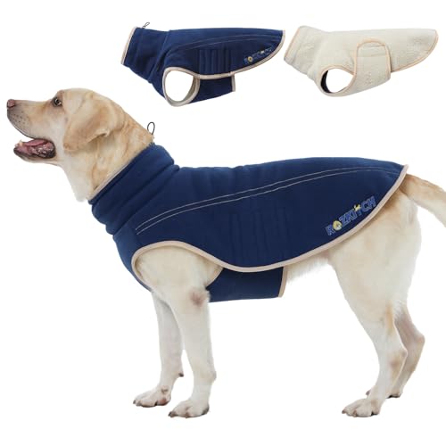 ROZKITCH Wendbarer Hundemantel, superwarmer Fleece-Sherpa-Pullover mit Stickerei, verstellbares, doppelseitiges Plüsch-Sweatshirt für kleine und große Rassen, Dunkelblau, Größe 3XL ROZKITCH Wendbarer Hundemantel, superwarmer Fleece-Sherpa-Pullover mit Stickerei, verstellbares, doppelseitiges Plüsch-Sweatshirt für kleine und große Rassen, Dunkelblau, Größe 3XL von ROZKITCH