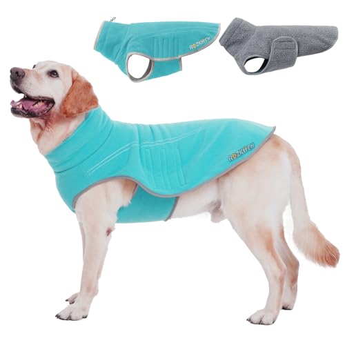ROZKITCH Wendbarer warmer Hundepullover, Mantel, Jacke, verdickter Thermo-Sherpa-Pullover, wendbare Fleece-Weste, Haustierkleidung mit 2 Seiten für kaltes Wetter, Winter für riesige Rassen, Blau von ROZKITCH