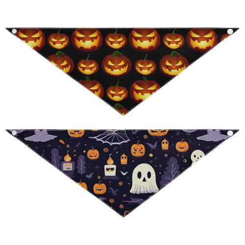 Halloween-Hundehalstuch, Polyester, wendbar, Dreieckstuch für kleine, mittelgroße und große Hunde, 2 Stück, Größe M Halloween-Hundehalstuch, Polyester, wendbar, Dreieckstuch für kleine, mittelgroße und große Hunde, 2 Stück, Größe M von RPLIFE