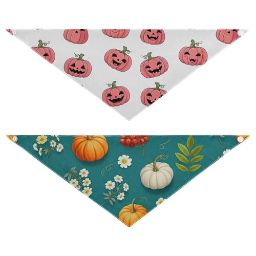 Halloween-Hundehalstuch, Polyester, wendbar, Dreieckstuch für kleine, mittelgroße und große Hunde, 2 Stück Halloween-Hundehalstuch, Polyester, wendbar, Dreieckstuch für kleine, mittelgroße und große Hunde, 2 Stück von RPLIFE