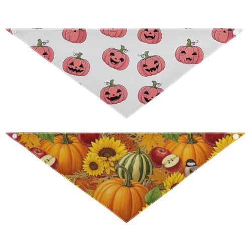 Halloween-Hundehalstuch, Polyester, wendbar, Dreieckstuch für kleine, mittelgroße und große Hunde, 2 Stück Halloween-Hundehalstuch, Polyester, wendbar, Dreieckstuch für kleine, mittelgroße und große Hunde, 2 Stück von RPLIFE
