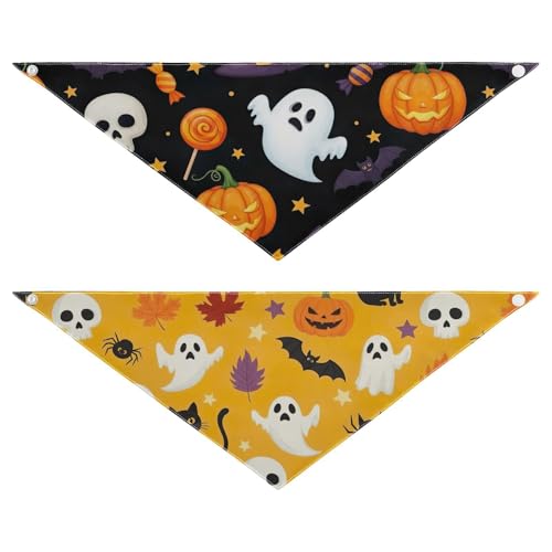 Halloween-Hundehalstuch, Polyester, wendbar, Dreieckstuch für kleine, mittelgroße und große Hunde, 2 Stück Halloween-Hundehalstuch, Polyester, wendbar, Dreieckstuch für kleine, mittelgroße und große Hunde, 2 Stück von RPLIFE