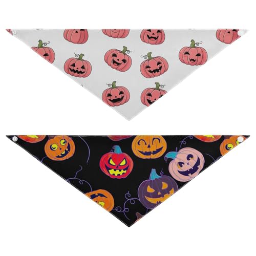 Halloween-Hundehalstuch, Polyester, wendbar, Dreieckstuch für kleine, mittelgroße und große Hunde (2 Stück, groß) von RPLIFE