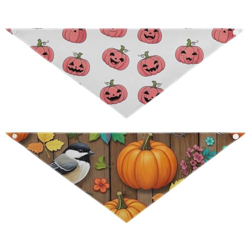 Halloween-Hundehalstuch, Polyester, wendbar, Dreieckstuch für kleine, mittelgroße und große Hunde (2 Stück, groß) von RPLIFE