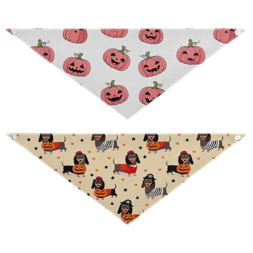 Halloween-Hundehalstuch, atmungsaktiv, wendbar, Dreieckstuch für kleine, mittelgroße und große Hunde, 2 Stück Halloween-Hundehalstuch, atmungsaktiv, wendbar, Dreieckstuch für kleine, mittelgroße und große Hunde, 2 Stück von RPLIFE