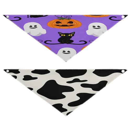 Halloween-Hundehalstuch, atmungsaktiv, wendbar, Dreieckstuch für kleine, mittelgroße und große Hunde (2 Stück, groß) von RPLIFE