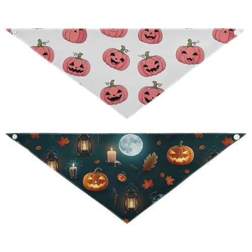 Halloween-Hundehalstuch, verstellbar, wendbar, Dreieckstuch für kleine, mittelgroße und große Hunde, 2 Stück, Größe M Halloween-Hundehalstuch, verstellbar, wendbar, Dreieckstuch für kleine, mittelgroße und große Hunde, 2 Stück, Größe M von RPLIFE
