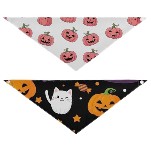 Halloween-Hundehalstuch, verstellbar, wendbar, Dreieckstuch für kleine, mittelgroße und große Hunde, 2 Stück Halloween-Hundehalstuch, verstellbar, wendbar, Dreieckstuch für kleine, mittelgroße und große Hunde, 2 Stück von RPLIFE