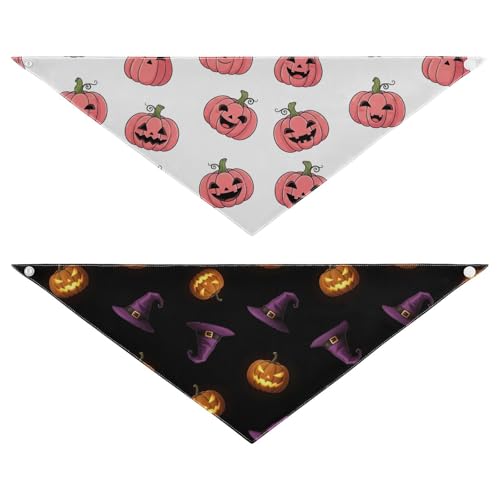 Halloween-Hundehalstuch, verstellbar, wendbar, Dreieckstuch für kleine, mittelgroße und große Hunde (2 Stück, groß) von RPLIFE