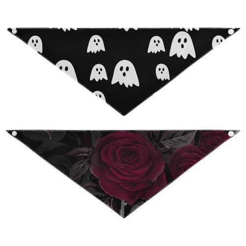 Halloween-Hundehalstuch, verstellbar, wendbar, Dreieckstuch für kleine, mittelgroße und große Hunde (2 Stück, groß) von RPLIFE