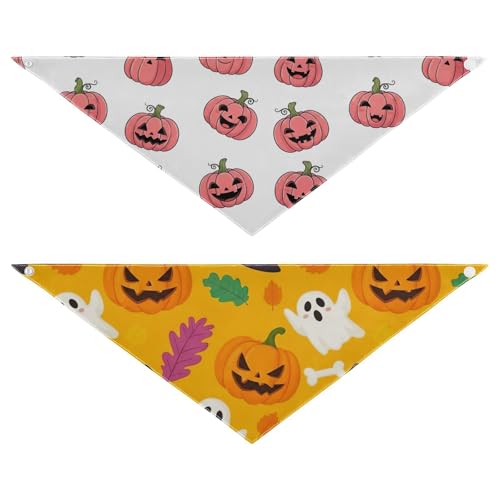 Halloween-Hundehalstuch, waschbar, wendbar, Dreieckstuch für kleine, mittelgroße und große Hunde, 2 Stück von RPLIFE