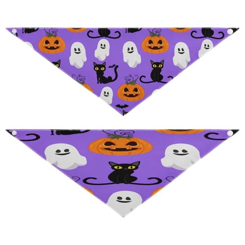 Halloween-Hundehalstuch, waschbar, wendbar, Dreieckstuch für kleine, mittelgroße und große Hunde (2 Stück, groß) von RPLIFE