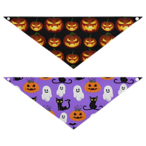 Halloween-Hundehalstuch, weich, wendbar, Dreieckstuch für kleine, mittelgroße und große Hunde, 2 Stück, Größe M Halloween-Hundehalstuch, weich, wendbar, Dreieckstuch für kleine, mittelgroße und große Hunde, 2 Stück, Größe M von RPLIFE