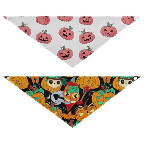 Halloween-Hundehalstuch, weich, wendbar, Dreieckstuch für kleine, mittelgroße und große Hunde, 2 Stück Halloween-Hundehalstuch, weich, wendbar, Dreieckstuch für kleine, mittelgroße und große Hunde, 2 Stück von RPLIFE