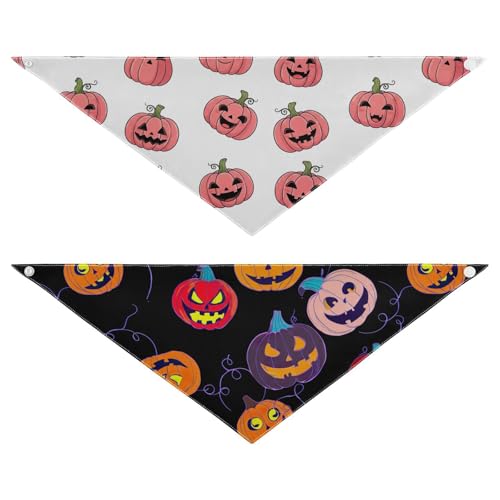 Halloween-Hundehalstuch, weich, wendbar, Dreieckstuch für kleine, mittelgroße und große Hunde (2 Stück, groß) von RPLIFE