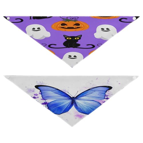 Halloween-Hundehalstuch, weich, wendbar, Dreieckstuch für kleine, mittelgroße und große Hunde (2 Stück, groß) von RPLIFE