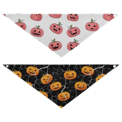 Halloween-Hundehalstuch, weich, wendbar, Dreieckstuch für kleine, mittelgroße und große Hunde (2 Stück, groß) von RPLIFE