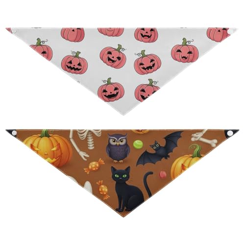 Halloween-Hundehalstuch, wendbar, Polyester, Welpen-Bandana für den Alltag, Urlaub, Partys, Spaziergänge im Freien (2 Stück) von RPLIFE