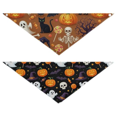 Halloween-Hundehalstücher, wendbar, Polyester, Welpenschal für Outdoor, Training, Reisen, 2 Stück Halloween-Hundehalstücher, wendbar, Polyester, Welpenschal für Outdoor, Training, Reisen, 2 Stück von RPLIFE