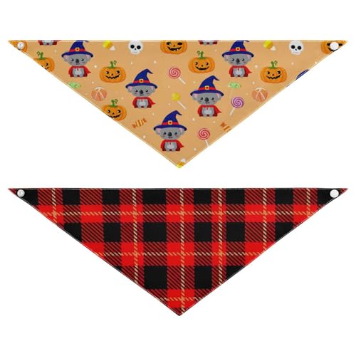 Hundehalstuch, kariert, Halloween, verstellbar, Polyester, für kleine, mittelgroße und große Haustiere (2 Stück, groß) von RPLIFE