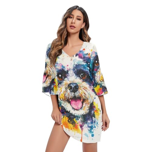 RPLIFE Puppy Maltipoo Hundekleid, Chiffonkleid, 3/4-Ärmel, Hawaii-Druck, Größe S-XXL, Puppy Maltipoo Hunde-Aquarell, X-Large RPLIFE Puppy Maltipoo Hundekleid, Chiffonkleid, 3/4-Ärmel, Hawaii-Druck, Größe S-XXL, Puppy Maltipoo Hunde-Aquarell, X-Large von RPLIFE