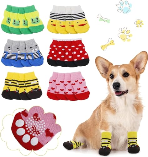 RPixc 24 Stück Hundesocken – Anti-Rutsch-Potenschutz, Katzenpfotenschutz, Socken, Haustier-Hundesocken, griffige Stricksocken, geeignet für kleine und mittelgroße Haustierhunde RPixc 24 Stück Hundesocken – Anti-Rutsch-Potenschutz, Katzenpfotenschutz, Socken, Haustier-Hundesocken, griffige Stricksocken, geeignet für kleine und mittelgroße Haustierhunde von RPixc