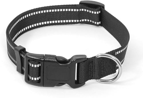 Schnalle Hundehalsband, Reflektierendes verstellbares Sicherheits-Nylonhalsband, geeignet für kleine und mittelgroße Hunde, atmungsaktives Haustierhalsband, geeignet für Hunde, Schwarz, M von RPixc